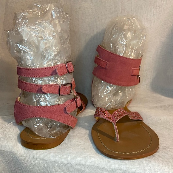 Pink Leather Thong Sandal with Gladiator Straps - 8.5 - Picture 4 of 7